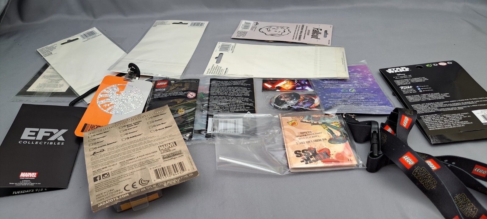 Stars Wars, Marvel, Lego Junk Drawer Lot Lanyard, Decals, Fan Club Card, Lego…