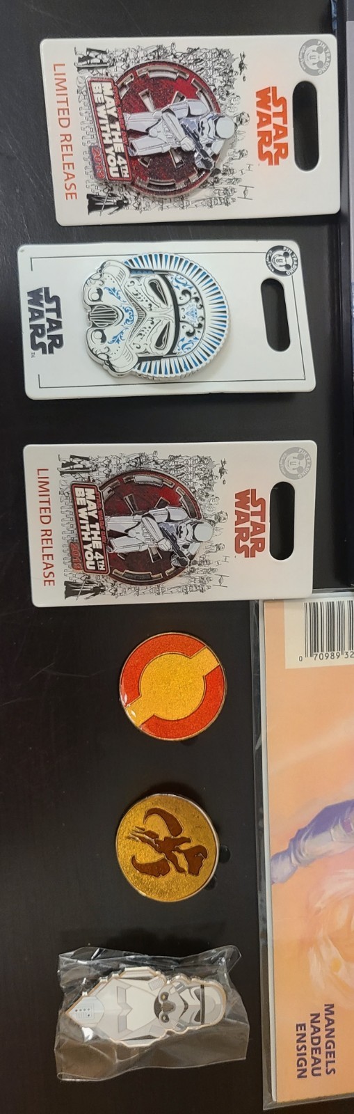 Star Wars Lot: Rogue One AT-ACT Book, Tales Jedi Comic, Pins, Tokens, Lanyard