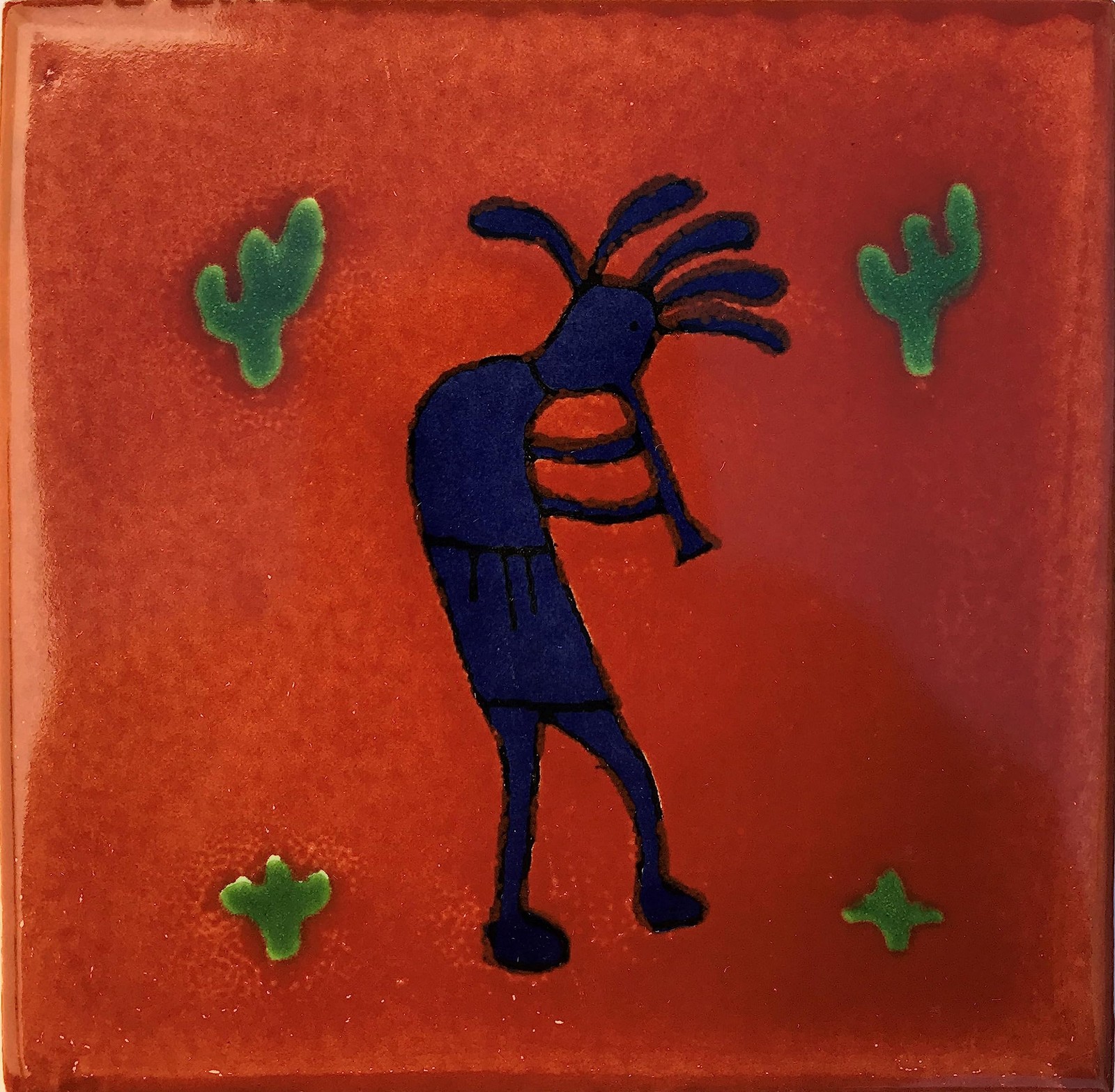 4.2×4.2 9 pcs Kokopelli Talavera Mexican Tile