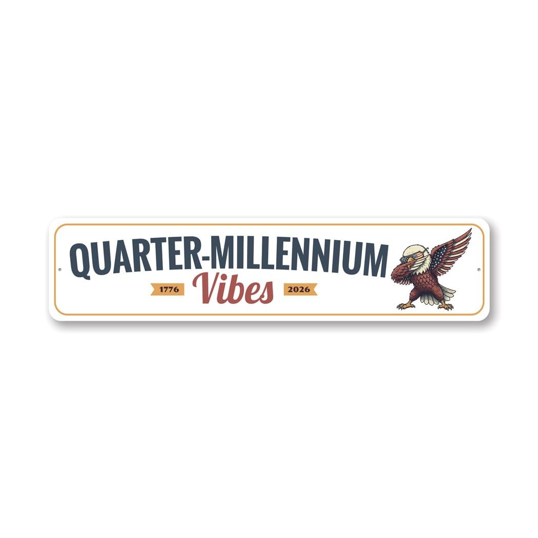 Aluminum 1776–2026 Bald Eagle Dabbing Fourth of July Metal Sign 4×18 Wall Decor