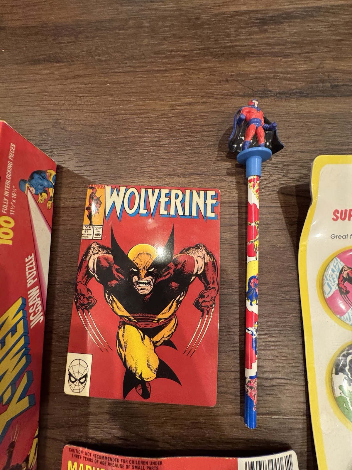 Vintage X-Men & Wolverine 90s Collectibles Lot | Toys, Stickers, Puzzle, Comic