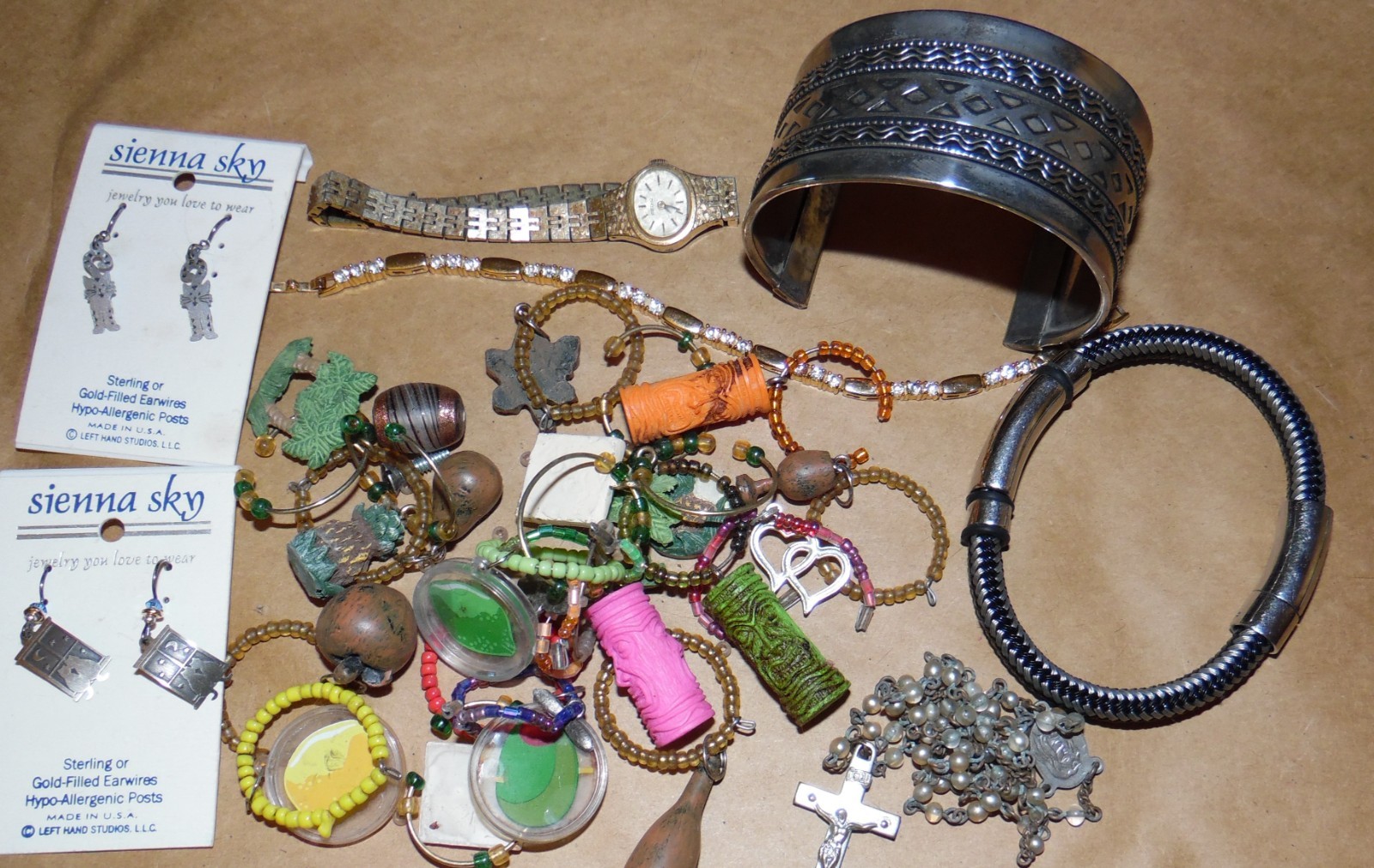 Vintage Junk Drawer Lot Estate Jewelry COINS WATCHES $2 BILLS PIN COLLECTION 180
