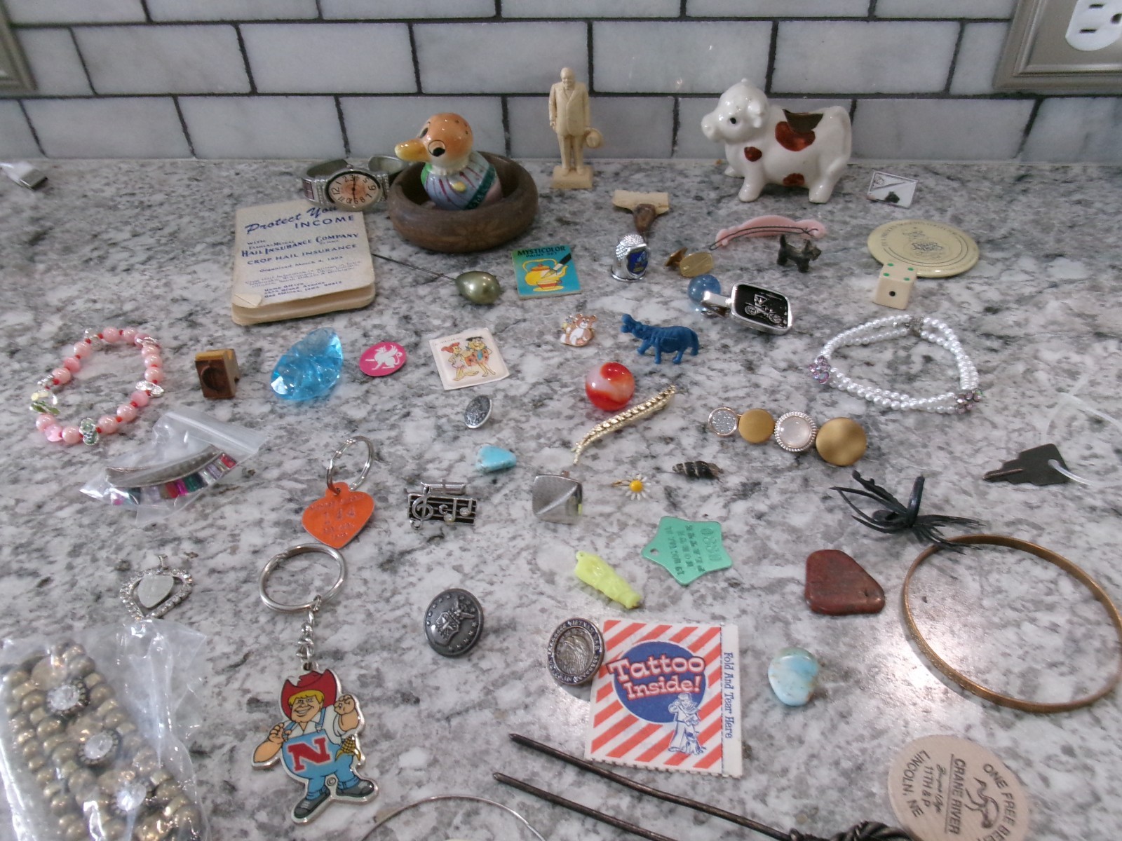 Vintage Junk Drawer/Trinket Lot, 50 Piece Lot, 1.3lbs – #1