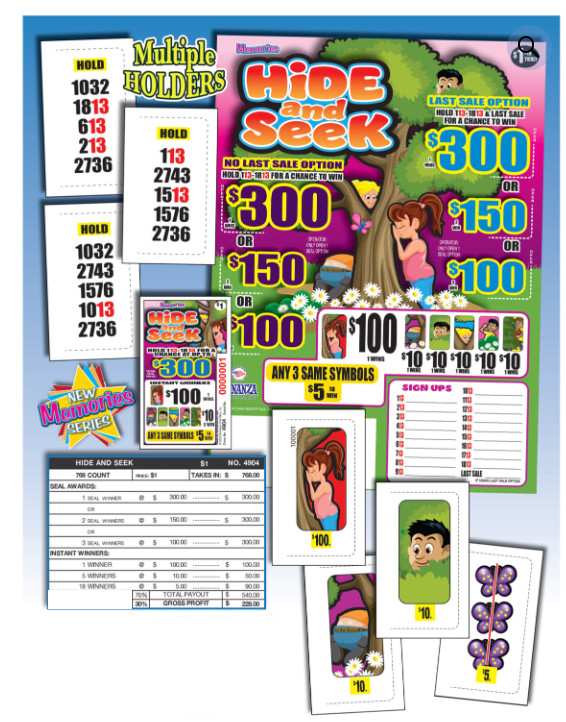 Pull Tab – Hard Card – Tickets Game – Holder – Hide and Seek – 768 ct
