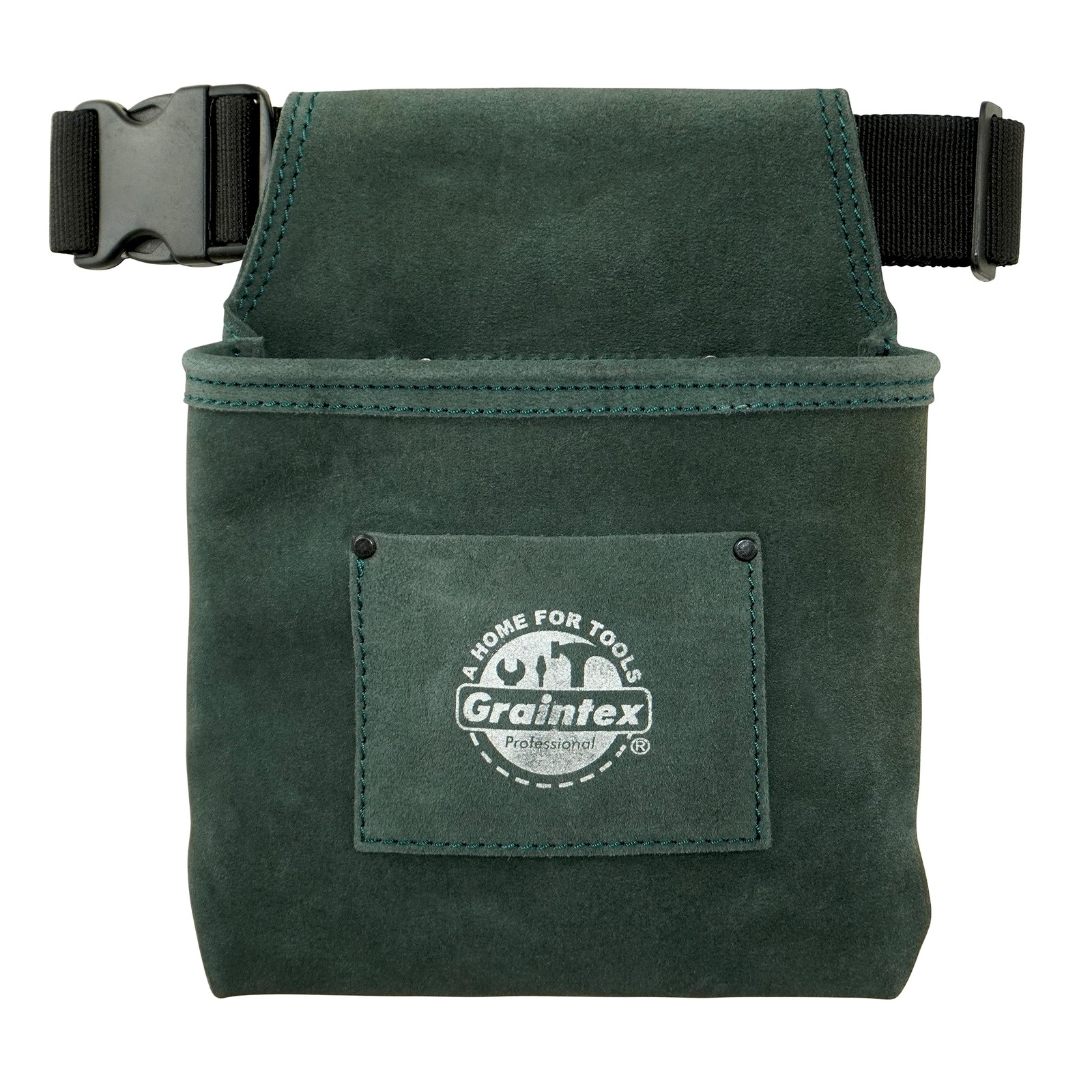 Graintex SS2512 :: One Pocket Nail & Tool Pouch Hunter Green Color Suede Leather
