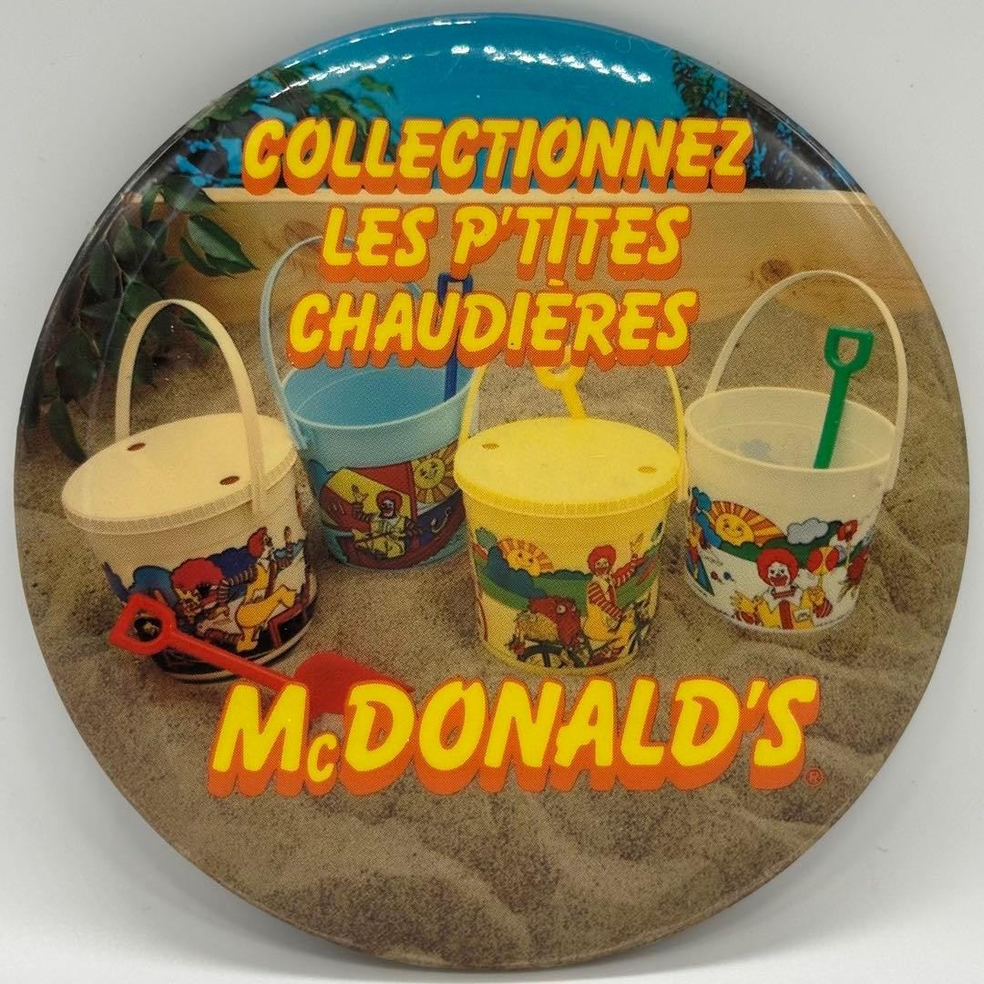 80s Vintage Large Can Badge McDonald’s Bucket