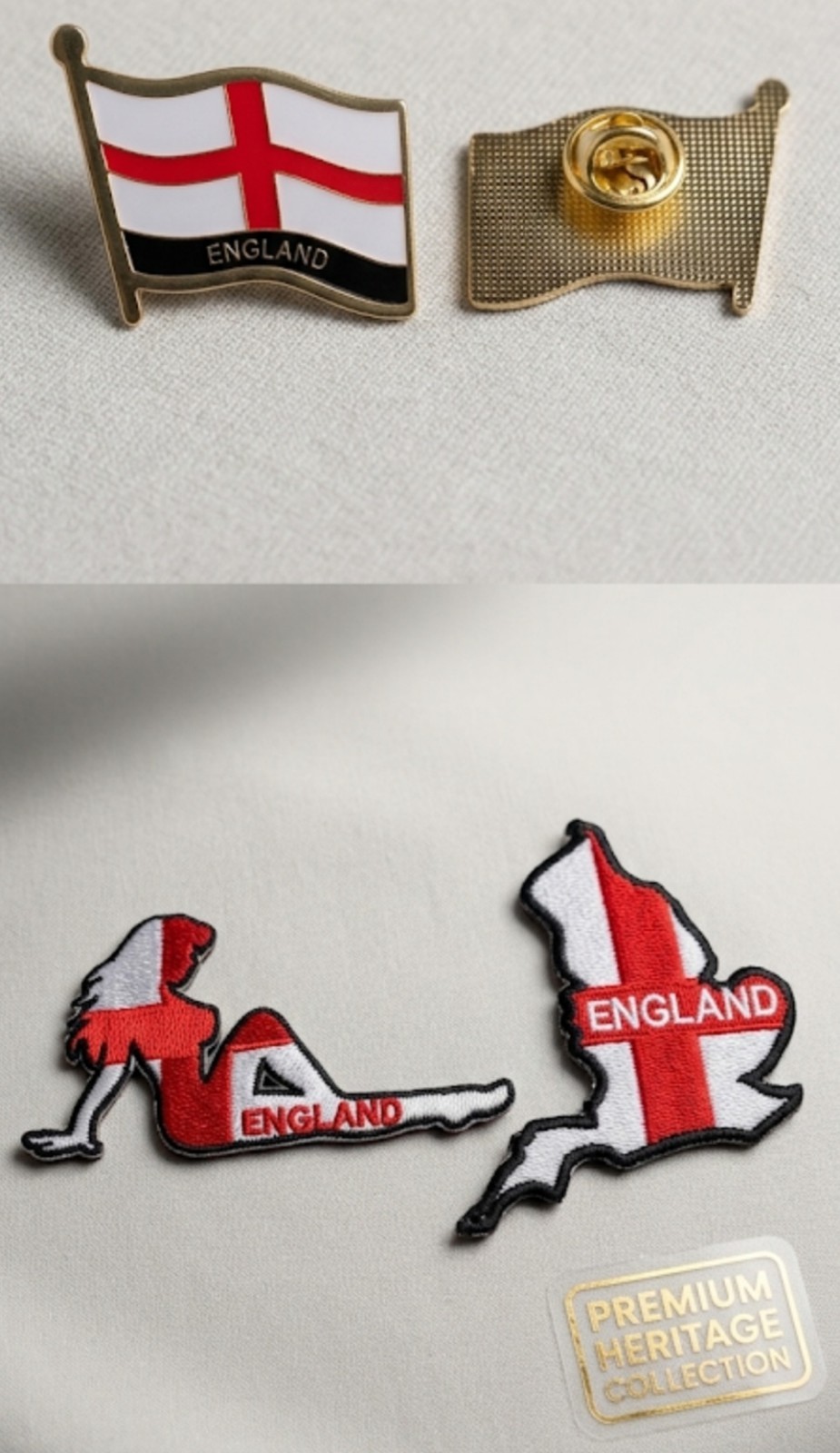 Heritage England Collection: Exclusive Metal Enamel Pin & Embroidered Patch Set.