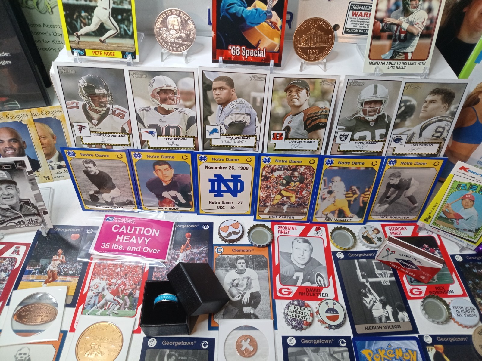 Junk Drawer Lot Sports Cards, Coins, Bottle Caps, Stamps, Tokens, Misc #64P