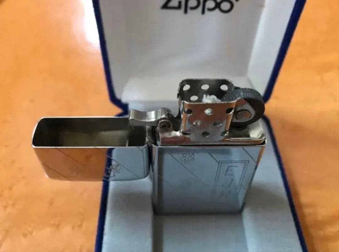 Zippo Vintage Slim Engine Turn 1958 Rare Good Condition