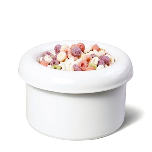 BOWLBOWL Elevated Ceramic Cat & Dog Bowl Stand 7.3in Wide White Donut Korea