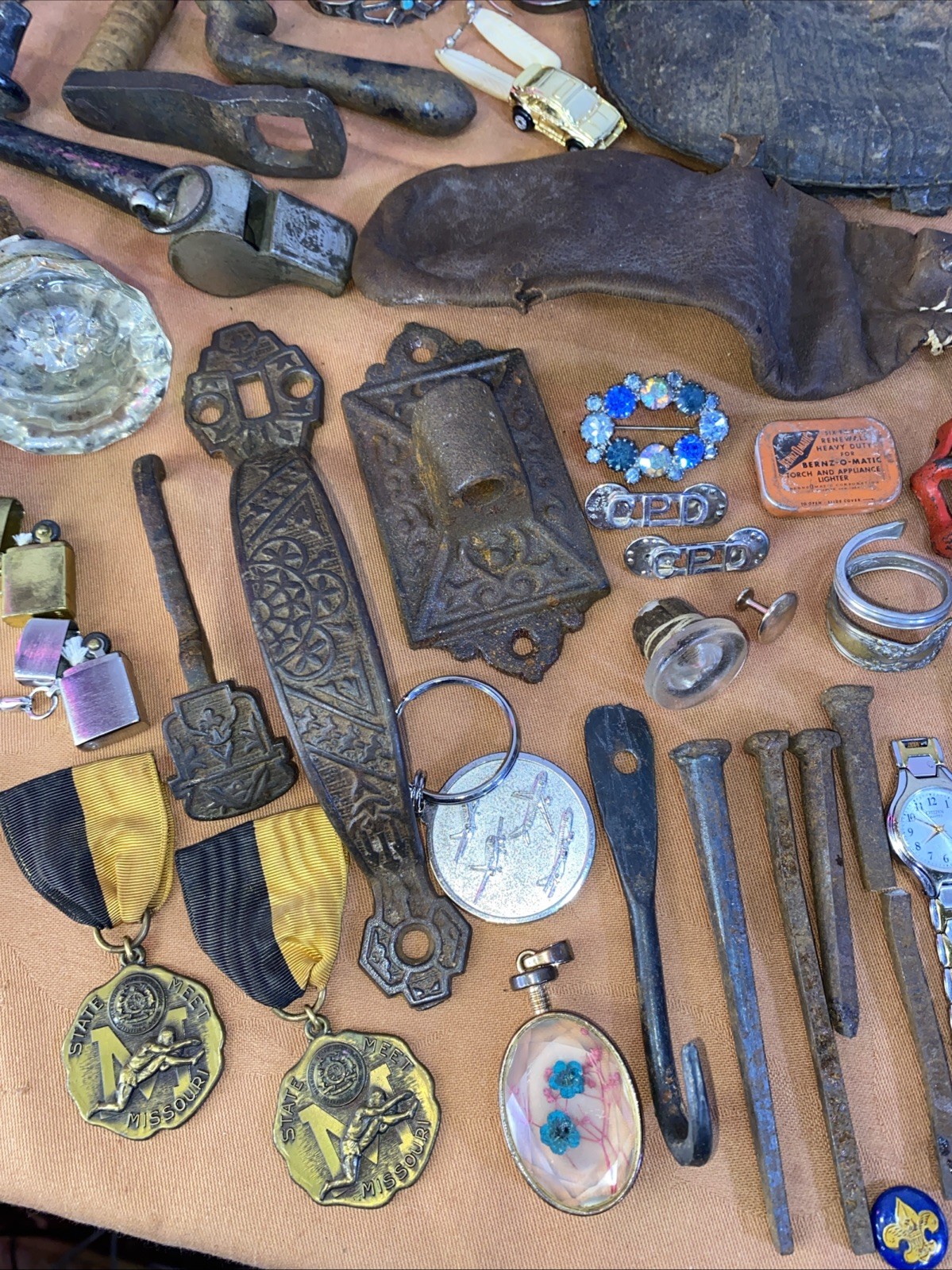 Vintage Junk Drawer Lot 1800’s 1900’s Sterling Silver WW1 Victorian