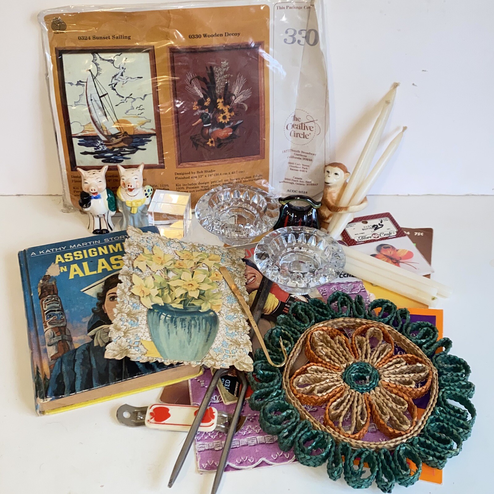 Grandma’s Vintage Junk Drawer Lot-Crafts Knick Knacks Kitchen Crystal Home Decor