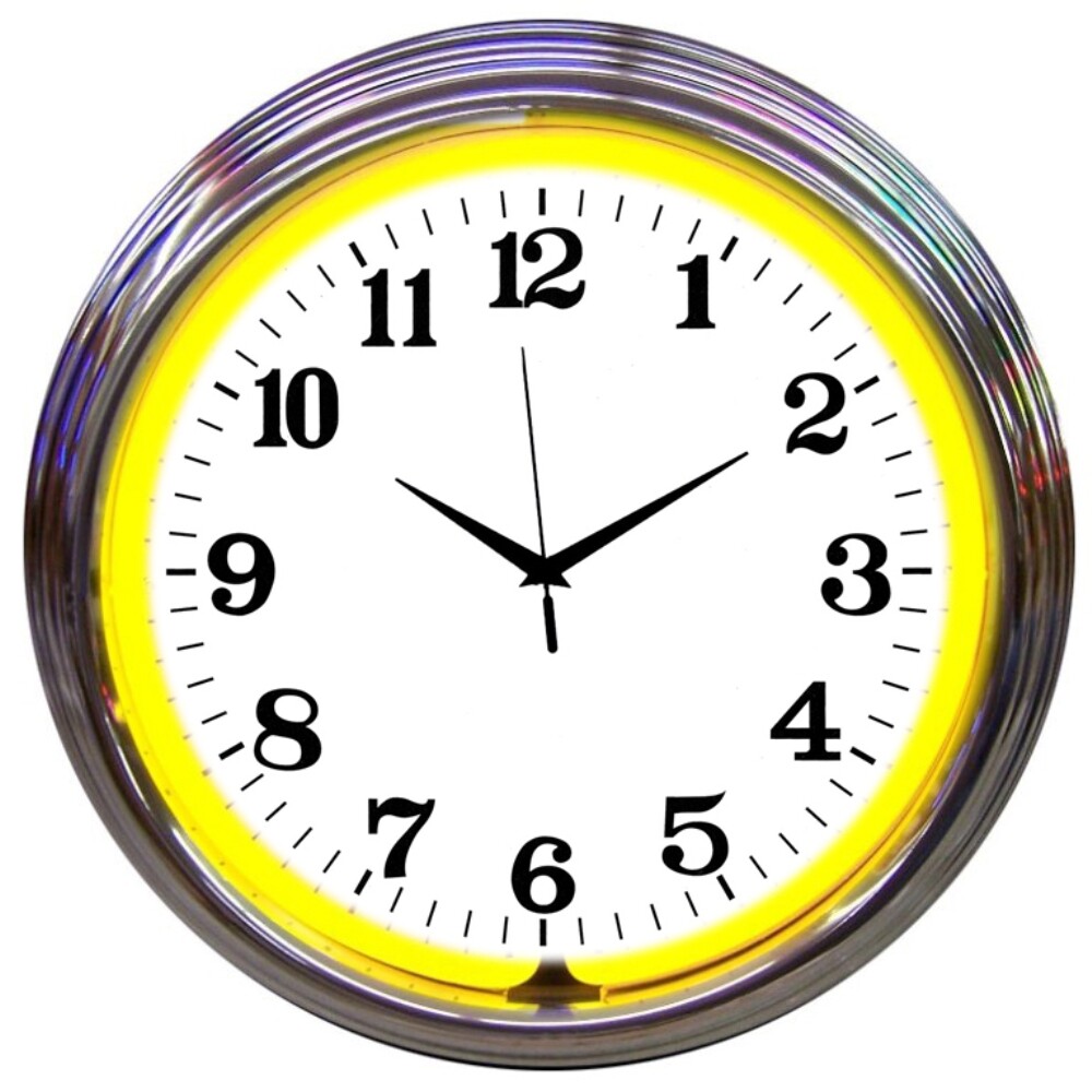 Wholesale lot of 10 Blue green yellow or Teal NEON chrome finish clock sign