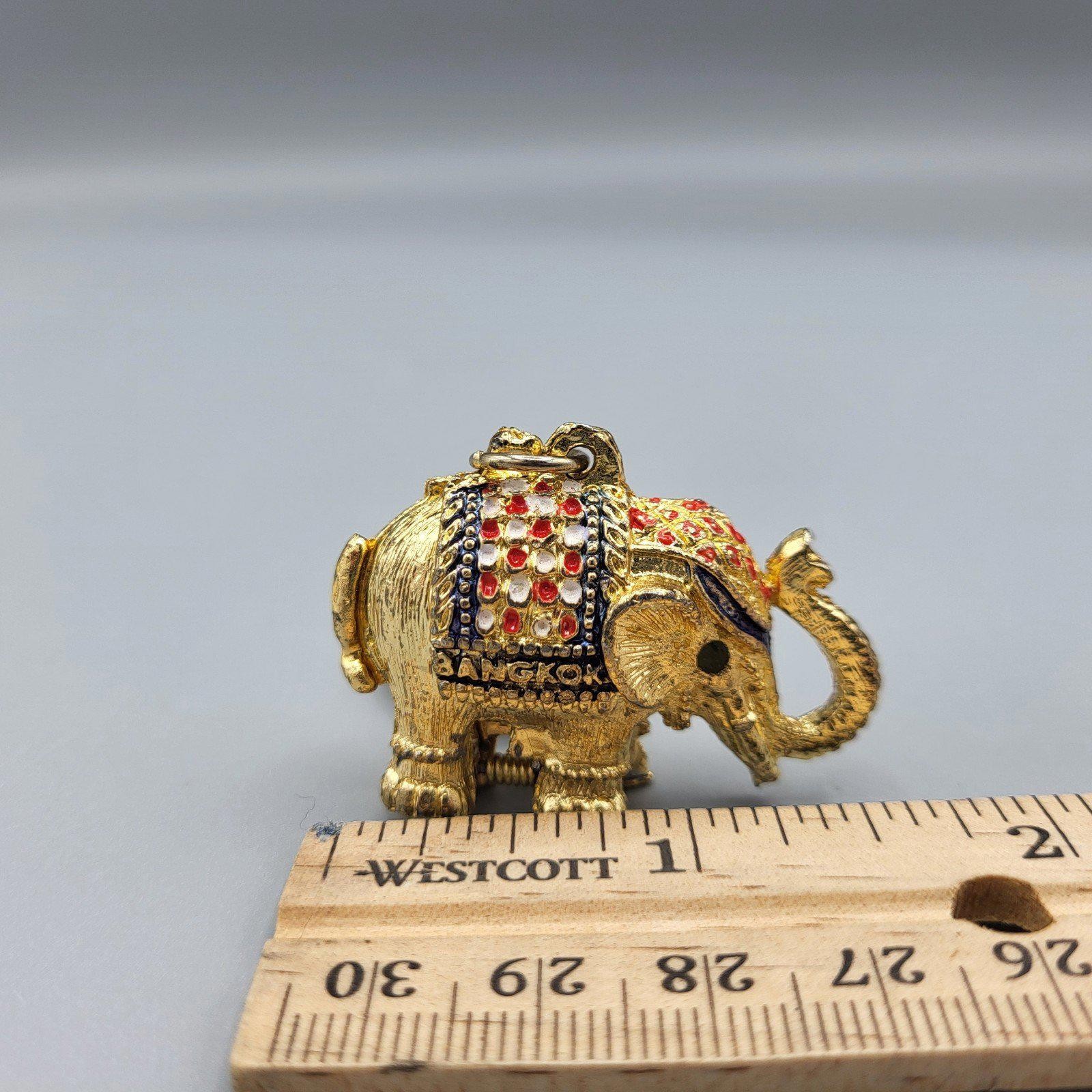Elephant Keychain Bangkok Thailand Secret Compartment Hiding Stash Gold jeweled
