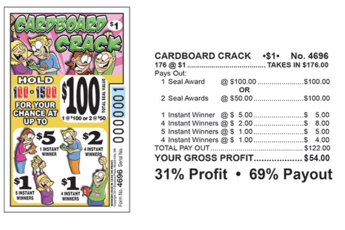 Pull Tab Tickets – Hard Card – Game – 6 Pack – Cardboard Crack – 176 ct ea
