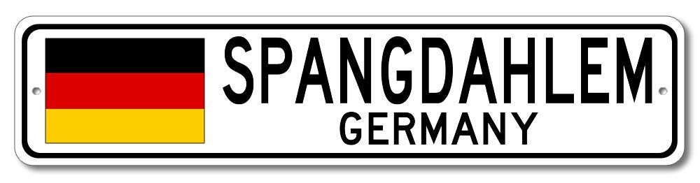 Spangdahlem Germany Flag Street Sign Metal Novelty Bar Pub Wall Decor 4x18in