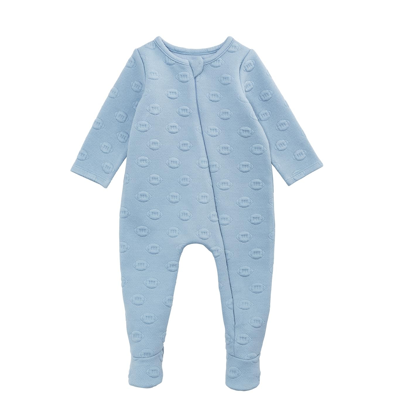 Mud Pie Baby Boy’s Kids Quilted Football Sleeper, Blue