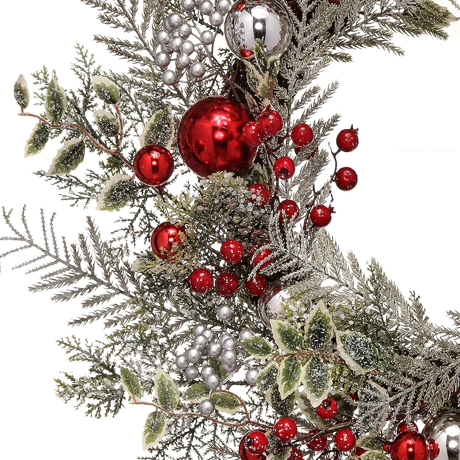 Frosted Berry Pine Christmas Wreath – 24 Inch Holiday Decor
