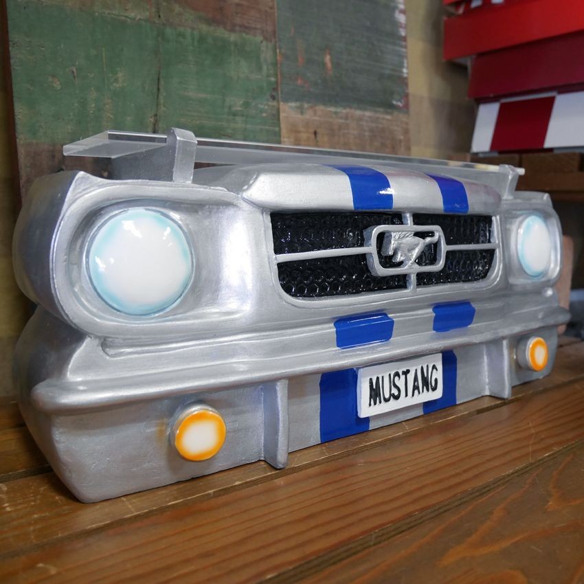 CAR HEAD SHELF MUSTANG COUPE Wall Shelf Silver Blue Display Rack Object NEW