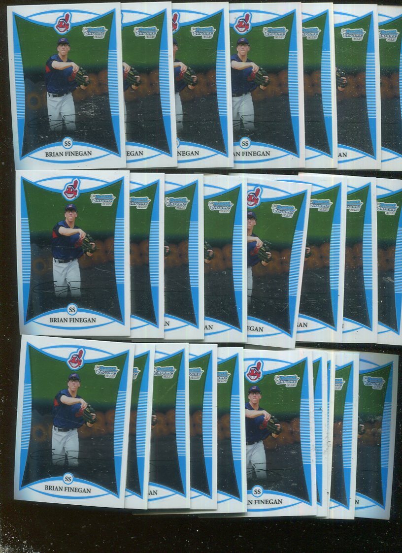 BRIAN FINEGAN BULK LOT OF 25 – 2008 1st BOWMAN CHROME CARD ROOKIES INDIANS