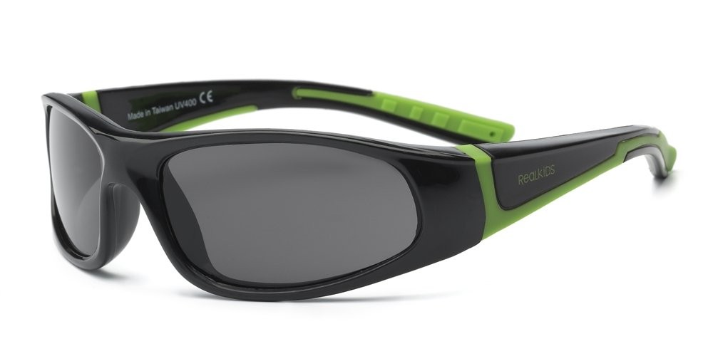 Real Shades Bolt Polarized Kids Sunglasses, Black/Lime, Age 4+