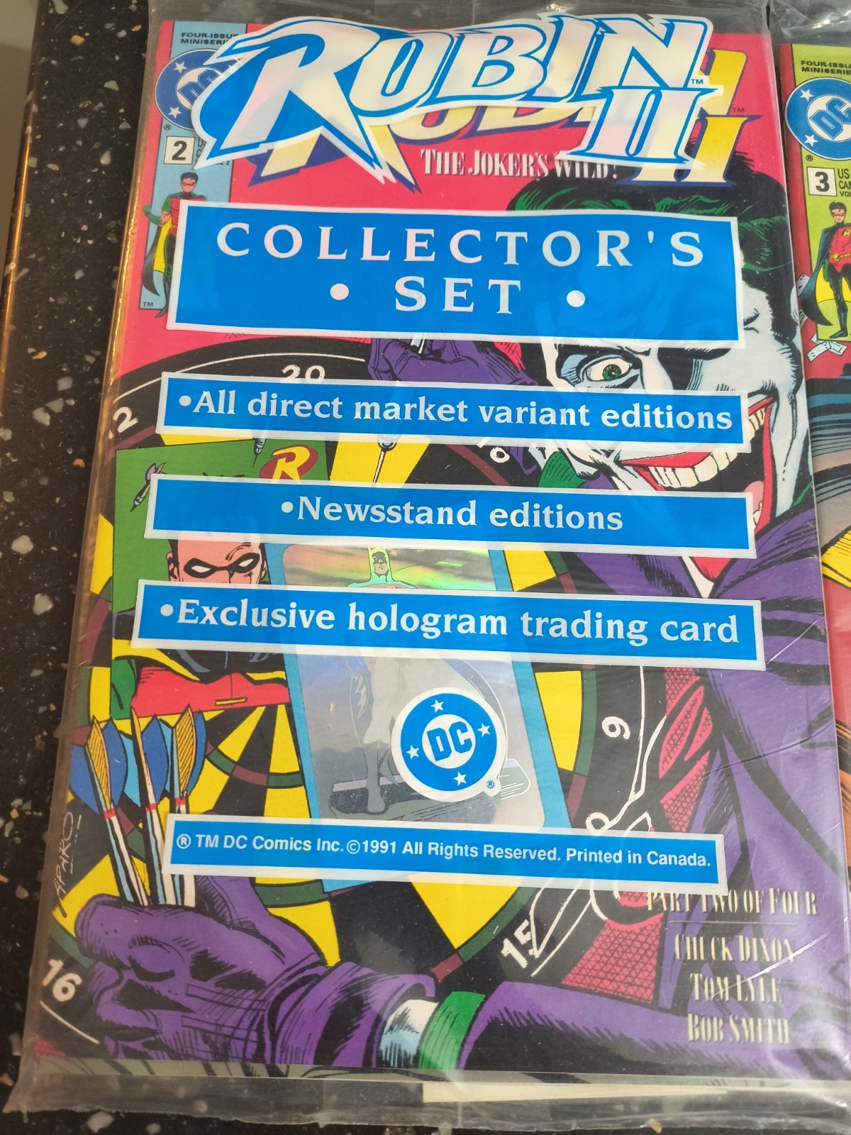 Robin II The Joker’s Wild #1, 2 & 3 Collectors Bagged Sets 1991 Hologram Card