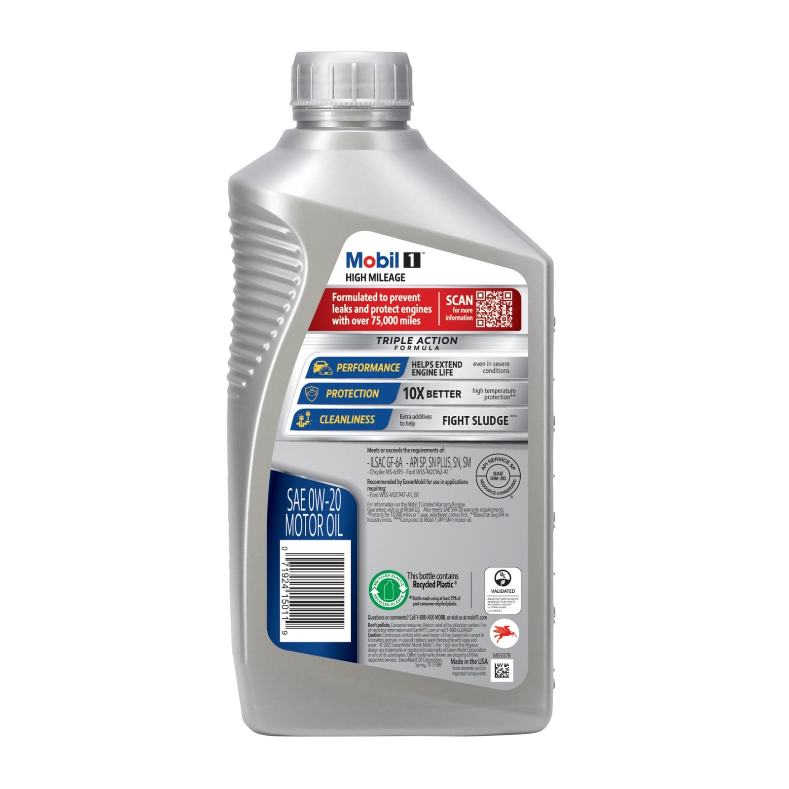 High Mileage Full Synthetic Motor Oil 0W-20 1 Quart