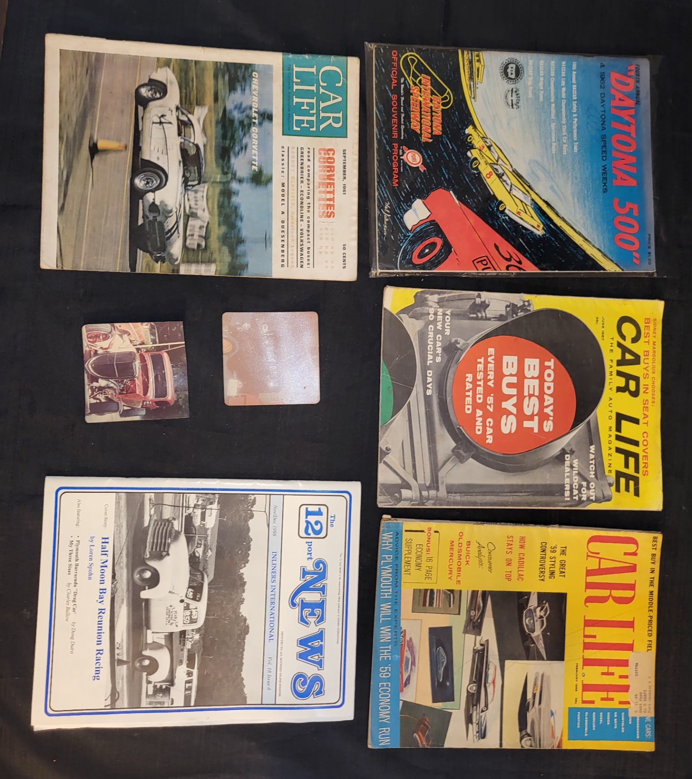 Vintage Auto Memorabilia Junk Drawer Lot Car Life Magazines Smokey Bear Parts