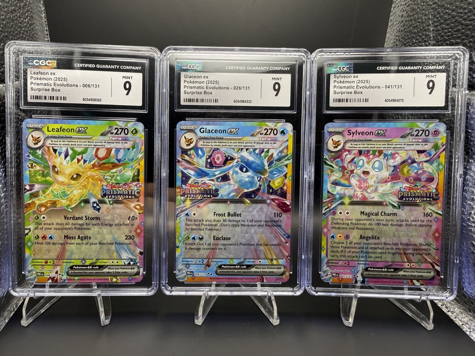 Leafeon 006/131, Sylveon 041/131, Glaceon 026/131 CGC MINT 9