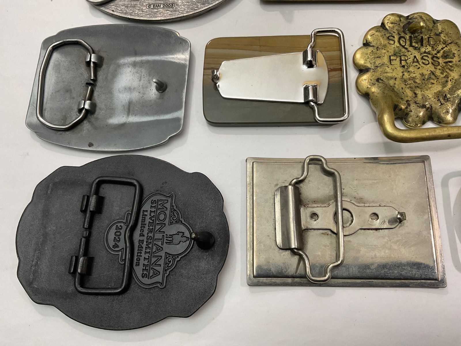 Junk Drawer Lot 10 Belt Buckles Solid Brass Jim Beam Vintage Mixed Lot Retro