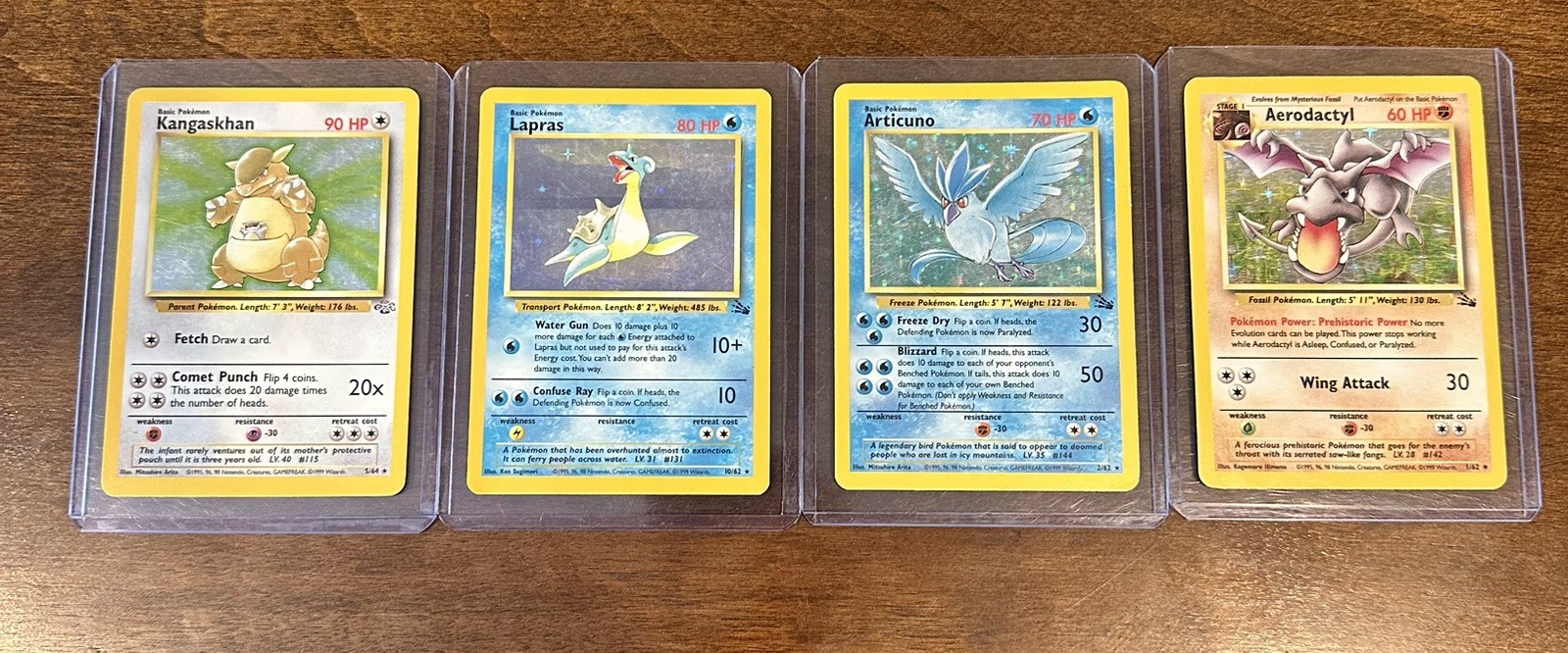 Holographic Pokemon Cards Articuno, Kangaskhan, Lapras, Aerodactyl Base Set