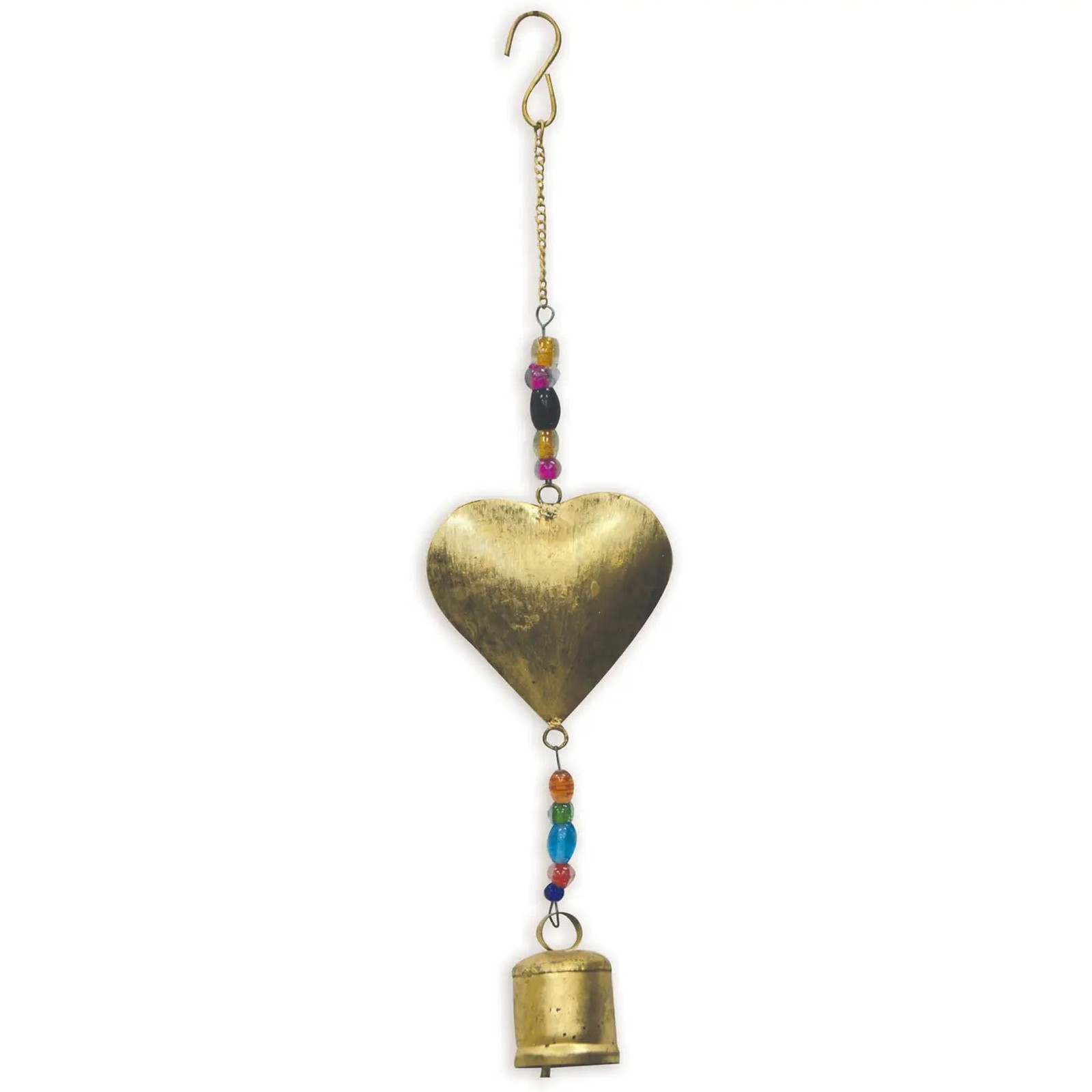 Sunset Vista Designs Boho – Heart Bell, Gold, 22-inch Height
