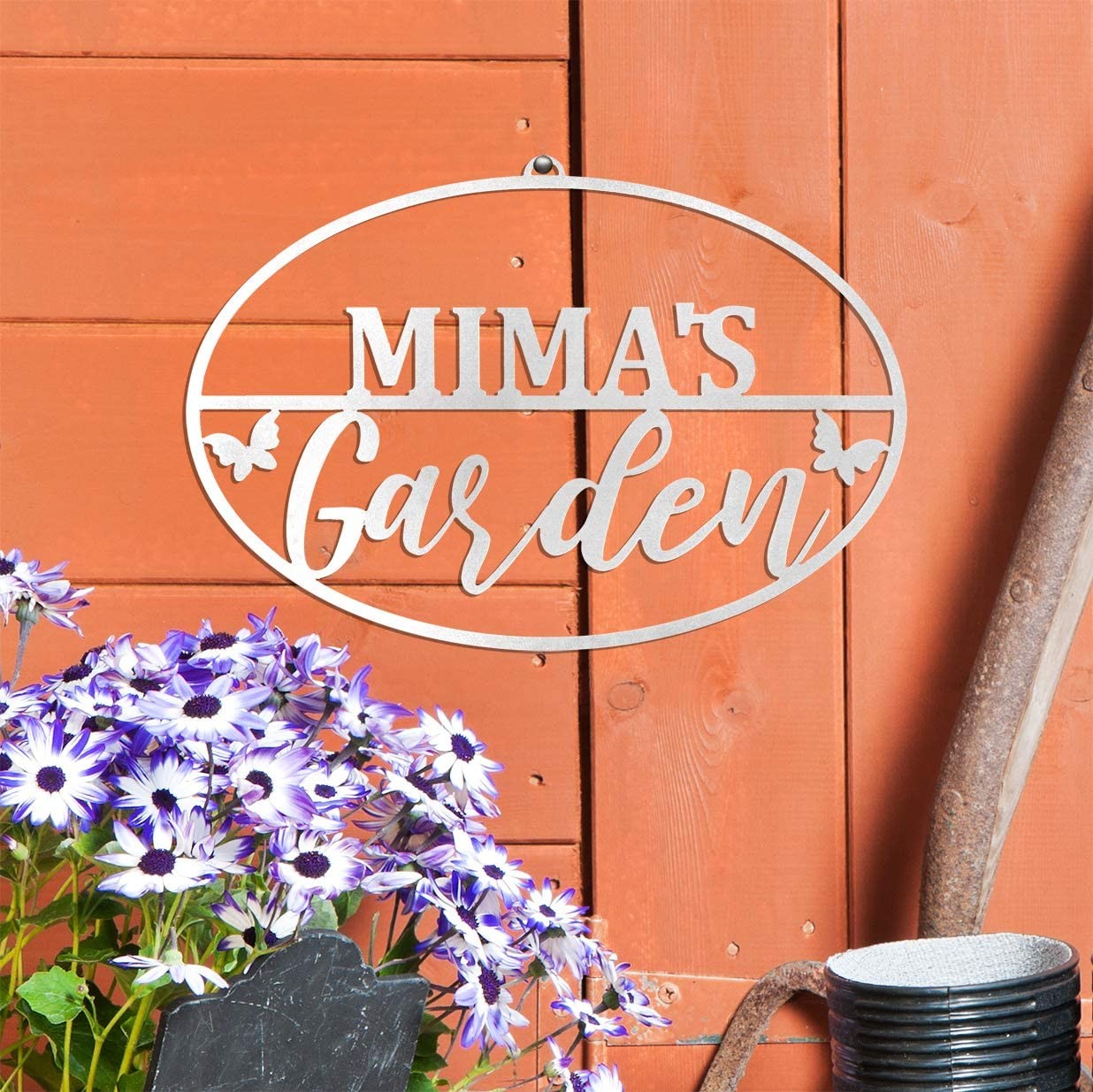 ROCC Rusted Orange Garden Oval Sign For Her Mima’s Grandma Garden Decor Outdoor