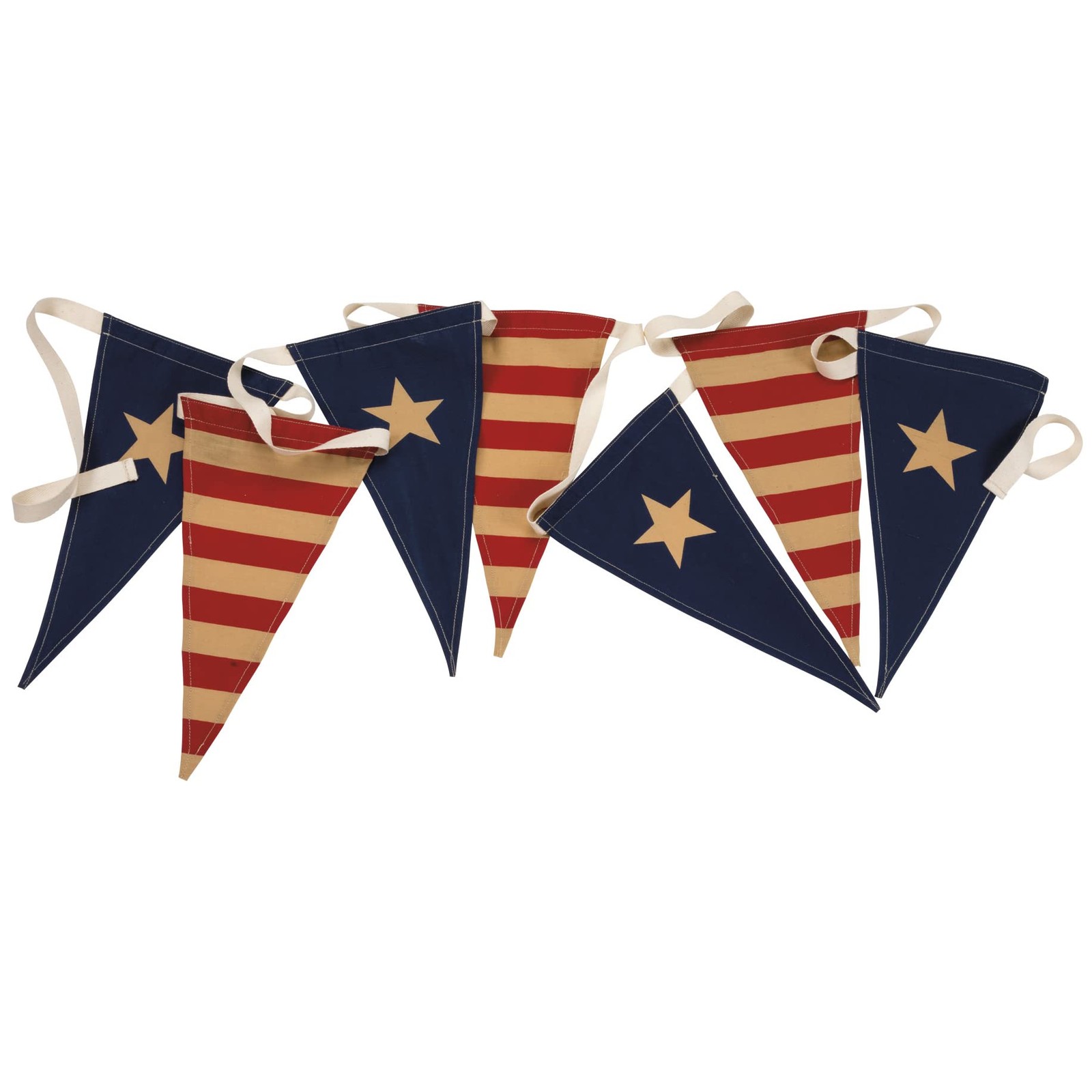 PBK Primitive Patriotic Decor -Vintage Flag Fabric Pennant Garland Banner #29561