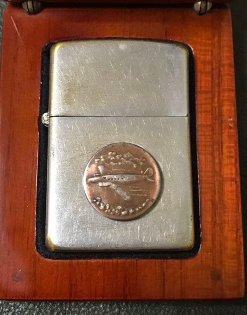 Zippo twin-engine plane vintage ~ early 1953 rare item with wooden box case