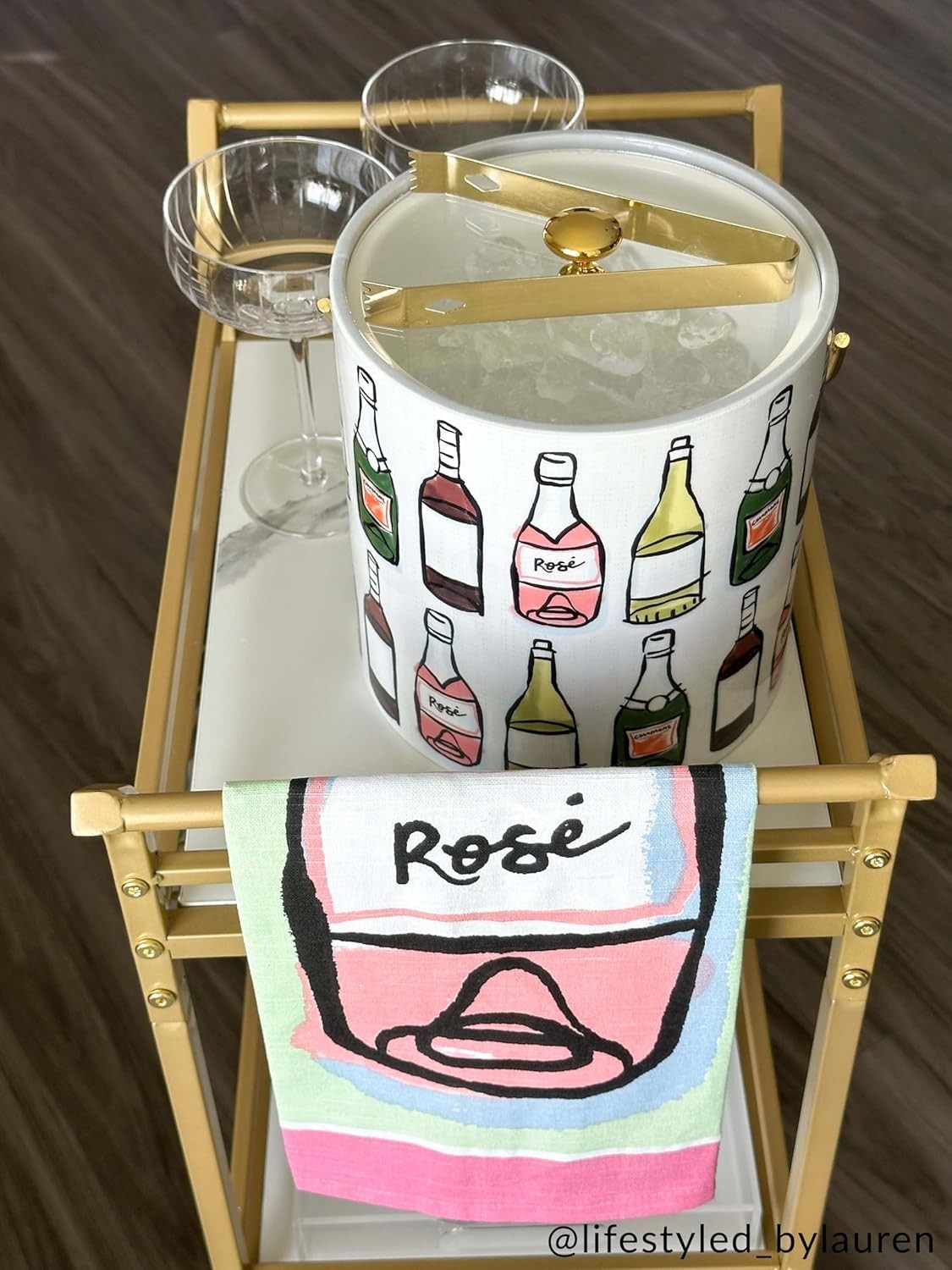 Bar Vinyl Ice bucket 8″ x 7″ dia tongs 6 1/2″ White
