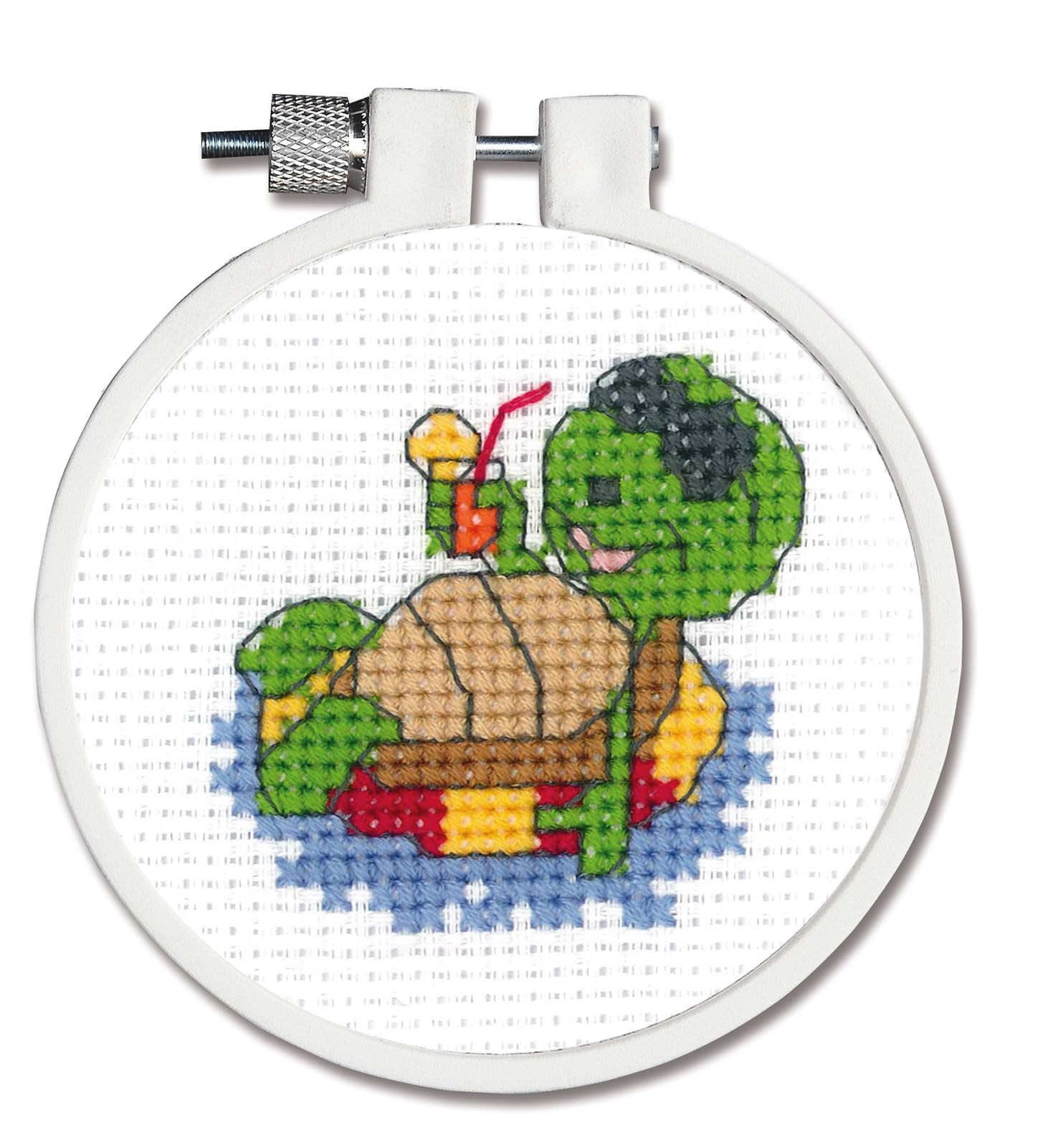 Floating Turtle Kid Stitch Counted Cross Stitch Kit with Hoop