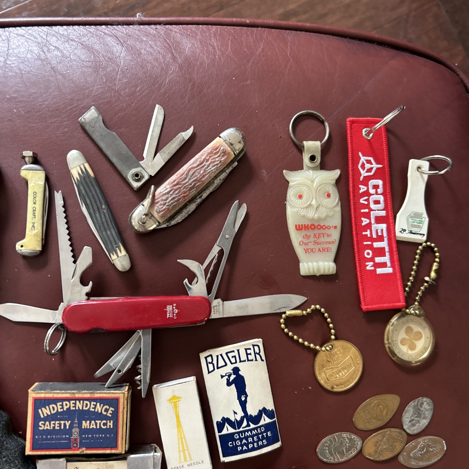 Vtg Junk Drawer Lot Pocket Knives Bottle Openers Planes Cannon Wanderer Compass+