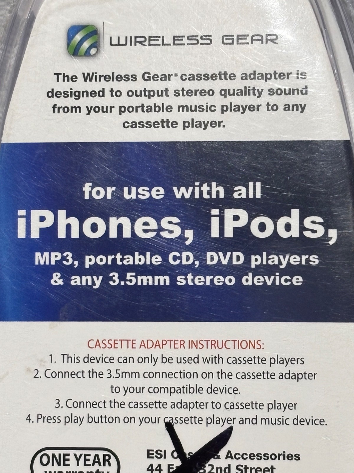 Cassette Adapter specifically designed for car use BRAND NEW