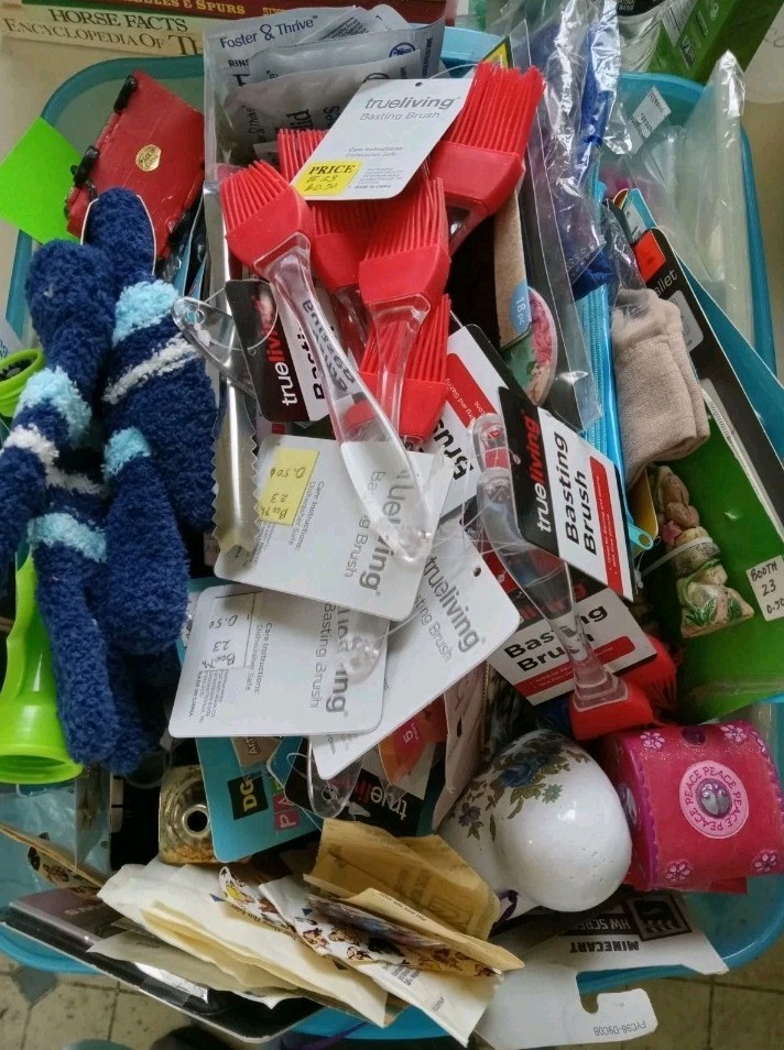 Lot Of Various Small Misc. Junk Drawer Items Box-6in X 6in X 6in SEE DESCRIPTION