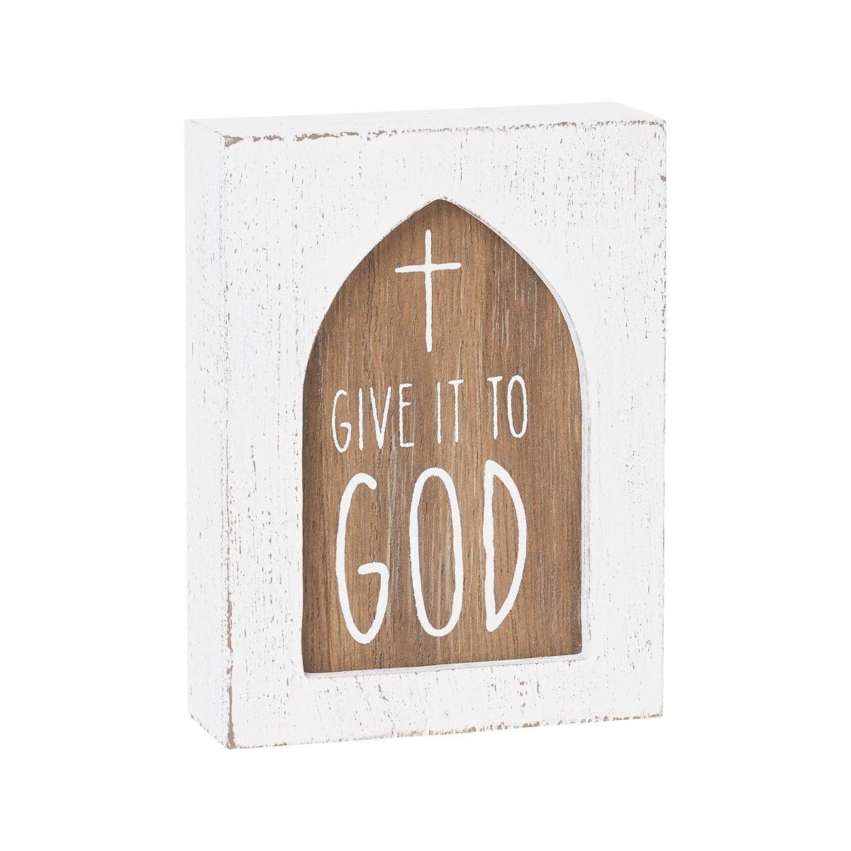 Collins Painting Mini 4″ Carved Wood Block Sign (Give it to God)