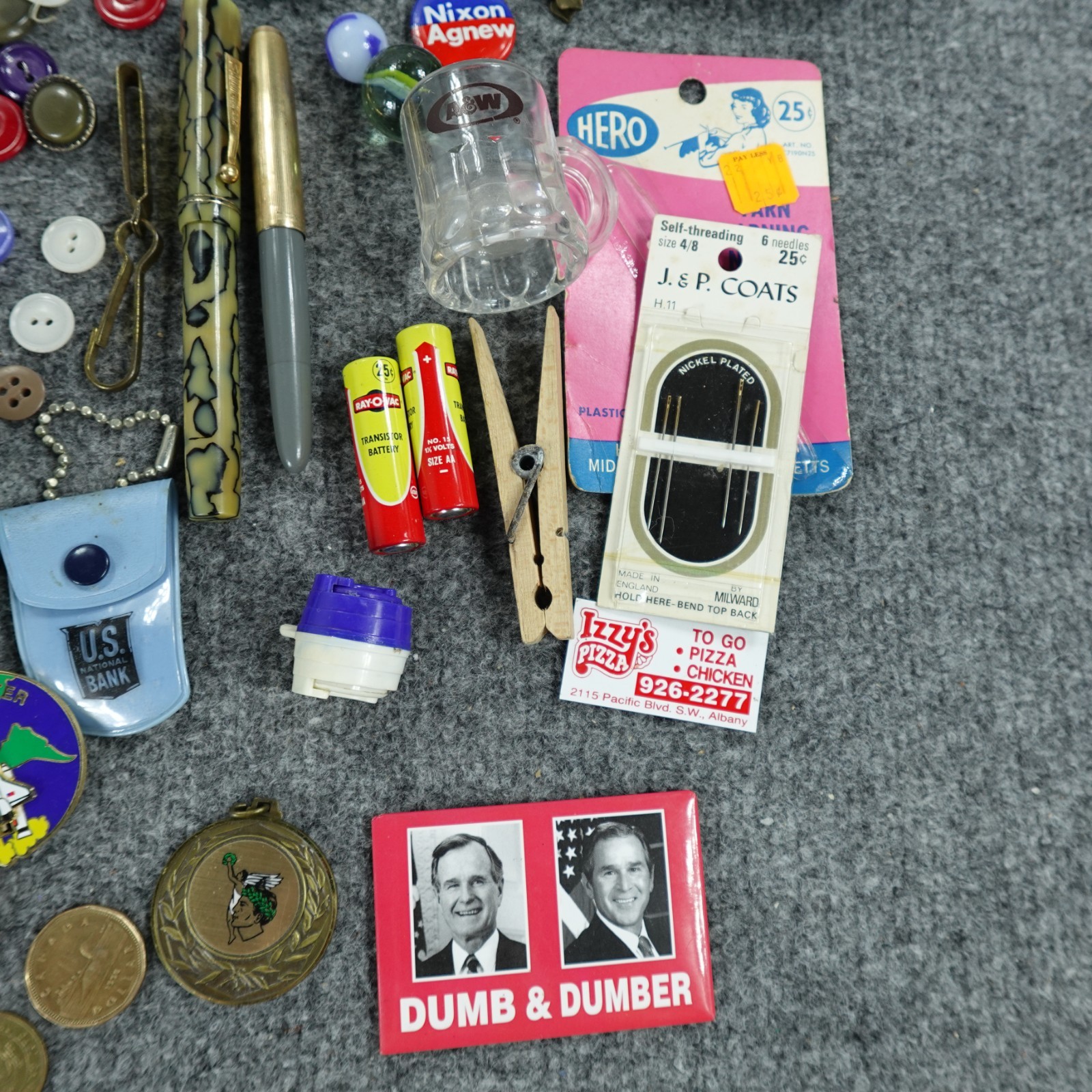 Junk Drawer Lot Lighters Coins Patches Cards Pins Buttons Mixed Smalls Grandpa🔥