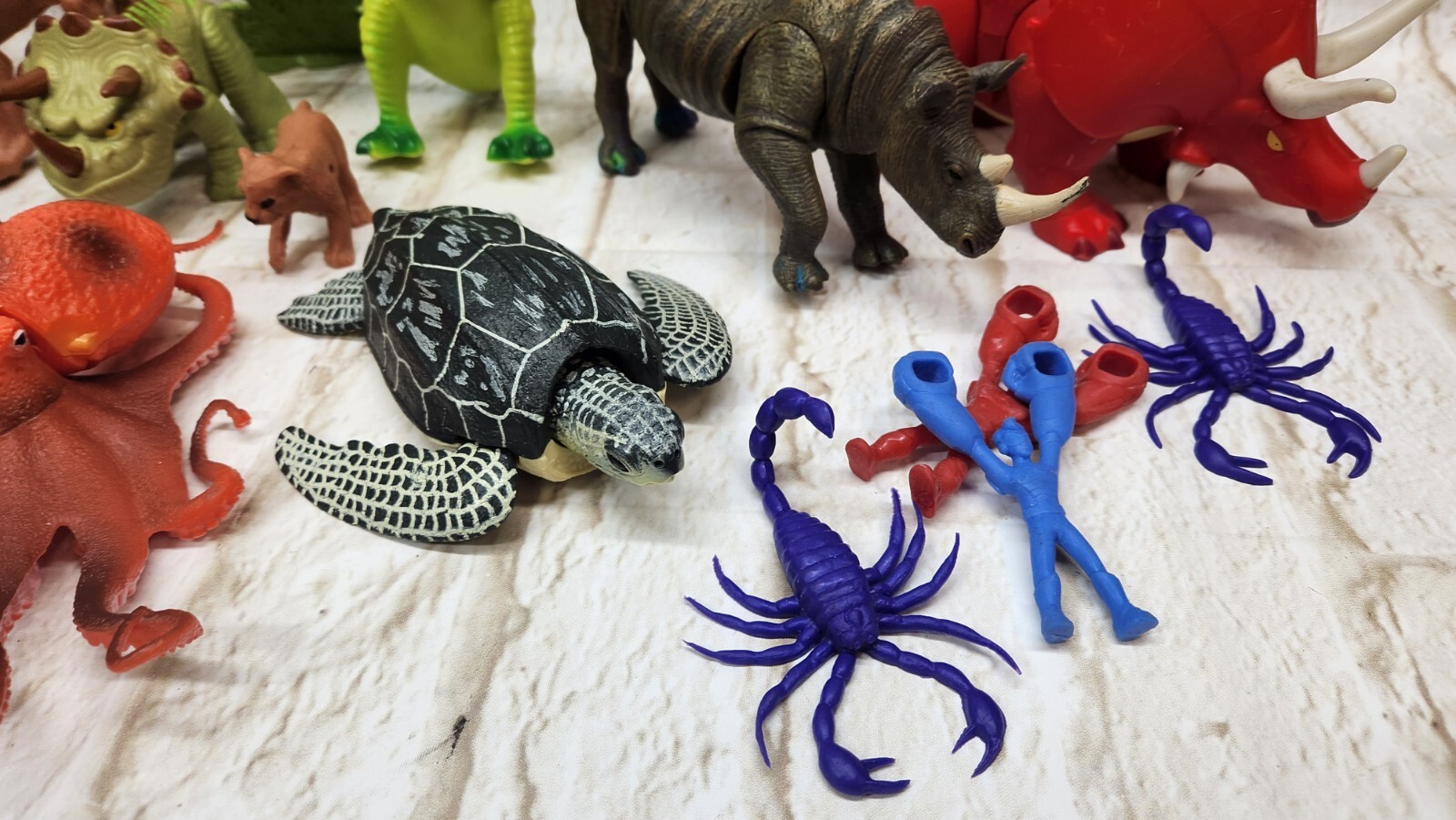 Junk Drawer Animal & Dinosaur Toy Lot of 19 + Plastic & Rubber Figures