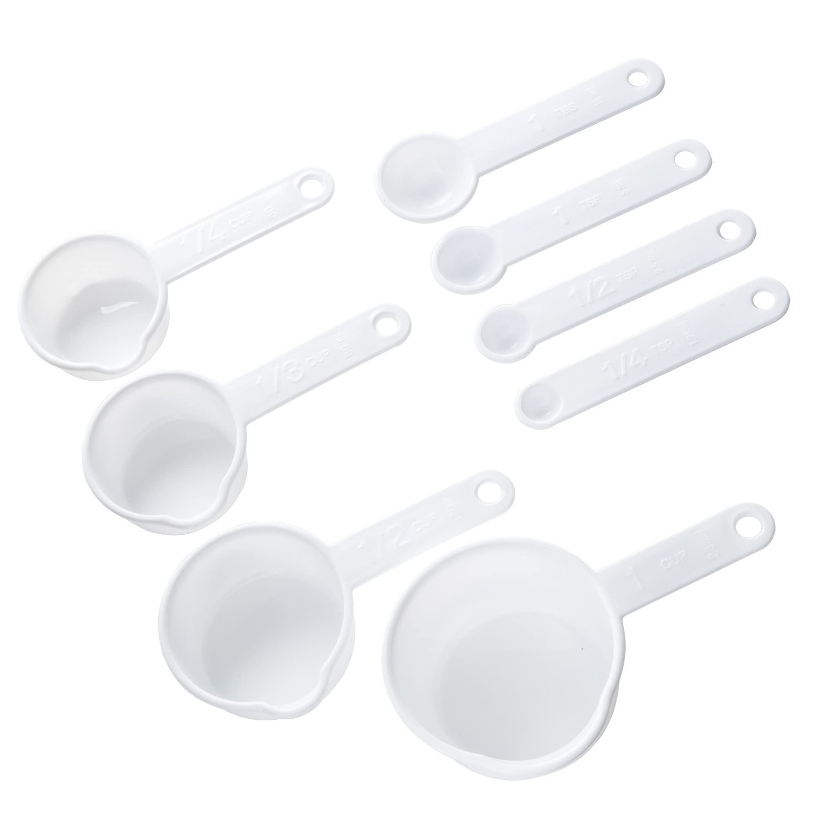 Chef Craft Select 8-Piece Plastic Measuring Set, 1/4 tsp to 1 cup, White