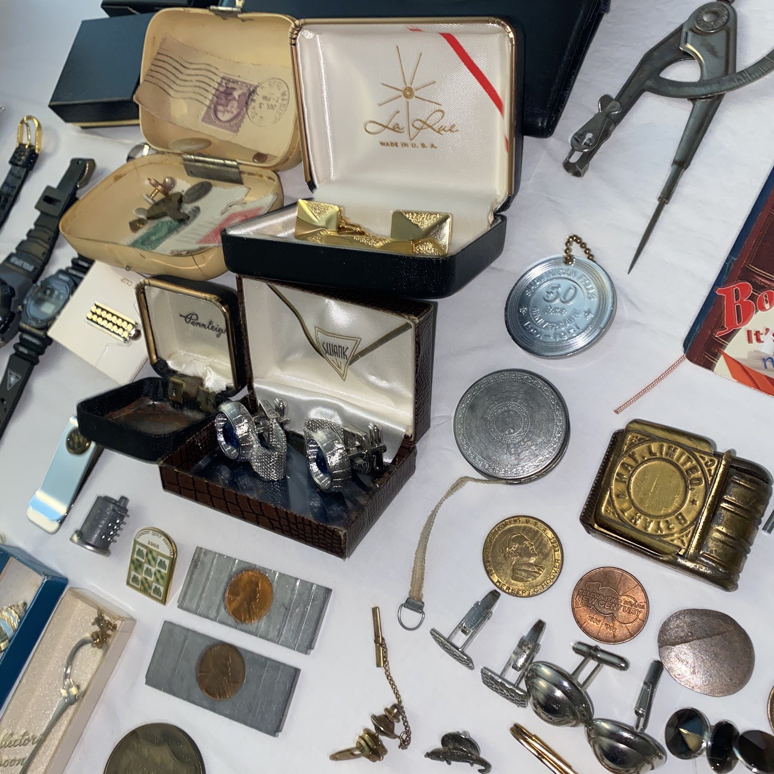 Beautiful Vintage Junk Drawer mixed Lot Watches Medals Pins Jewelry etc!