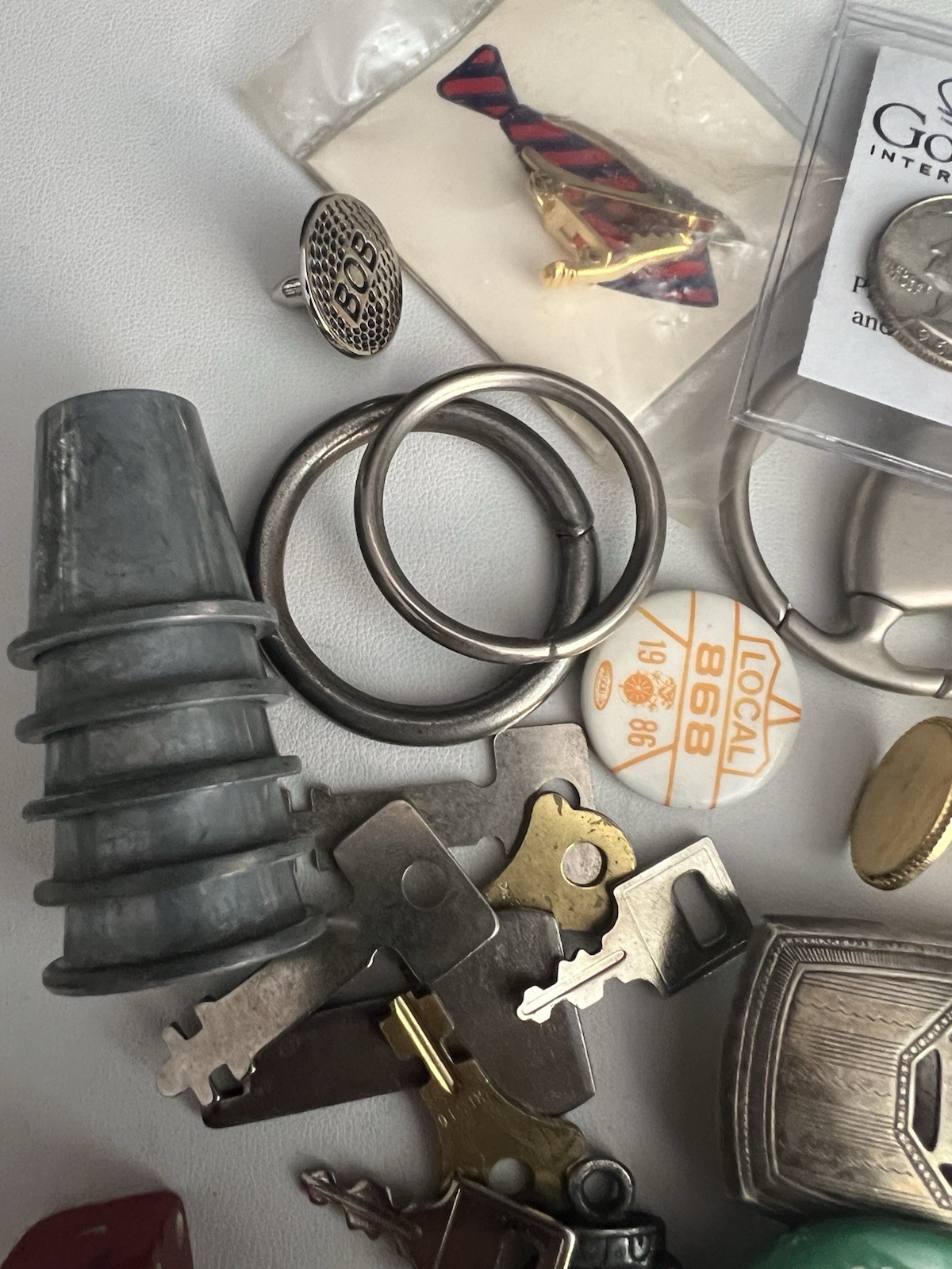 Grandpas Junk drawer Silver coin Old Keys Car Keys Ransom stuff
