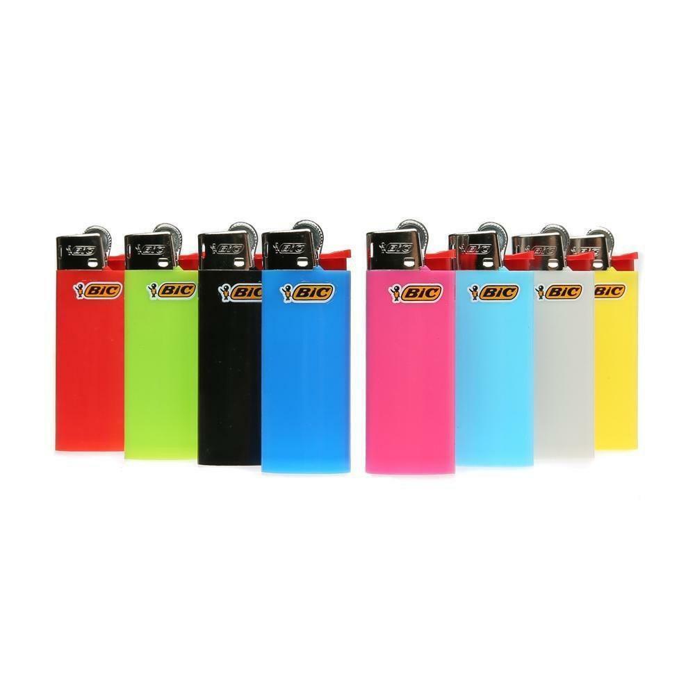 BIC Small Mini Solid – 12 Lighters – Long Last – Assorted Pink Blue Green Black