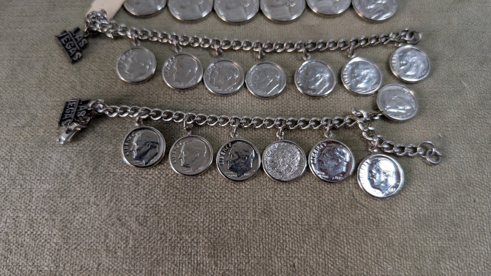 Lot of 10 Coins bracelets Vintage Nickels Dimes Pennie Indian Head