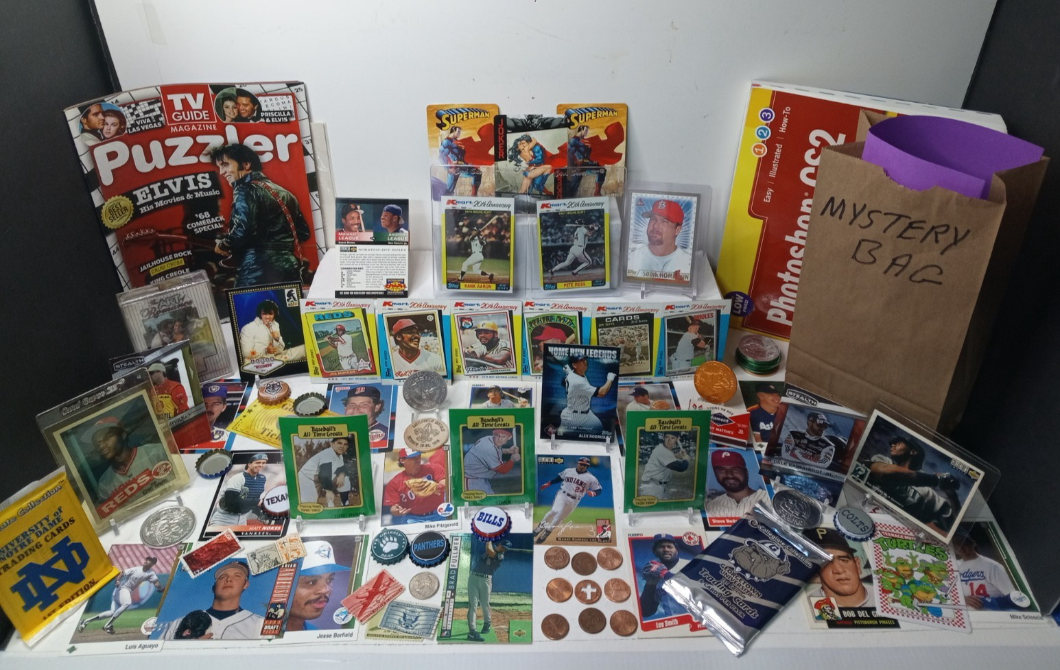 Nice Junk Drawer Lot Baseball Cards, Coins, Tokens, Misc, #P629J2