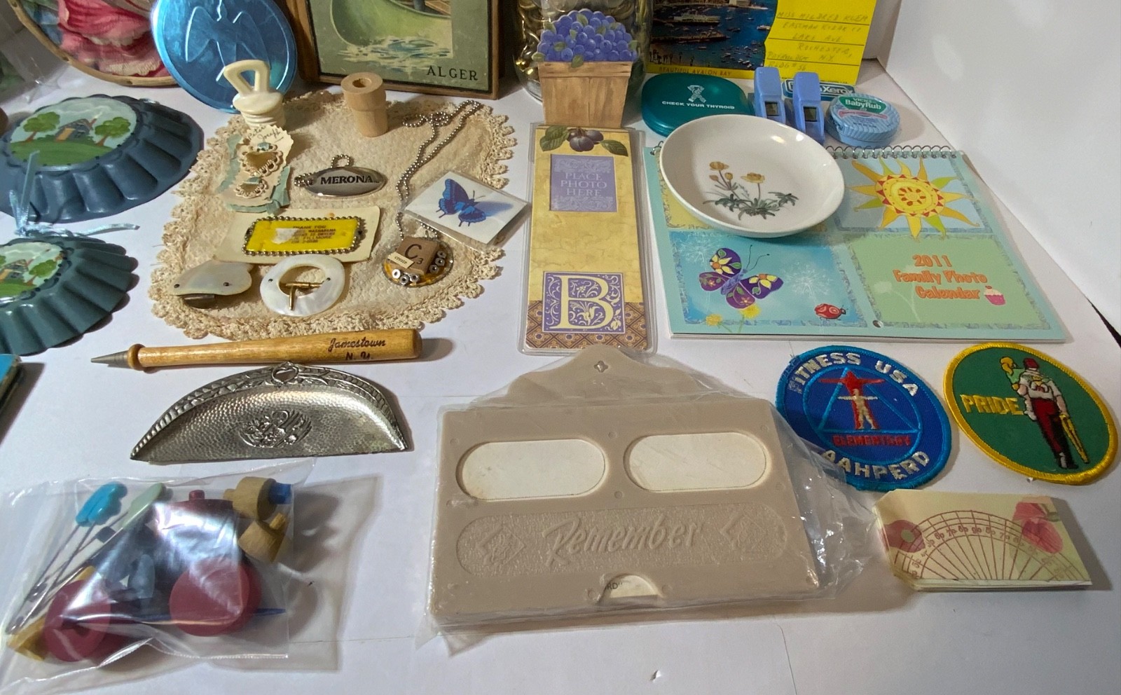 VTG Junk Drawer Lot Assemblage Art Mixed Media Crafts Over 4# Buttons Books MOP
